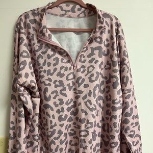 Gray/Pink Cheetah 3/4 Zip Pullover